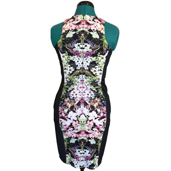 Women's Maggy London Sleeveless Bodycon Dress Floral w/Black Lining Size 4 - Picture 3 of 11